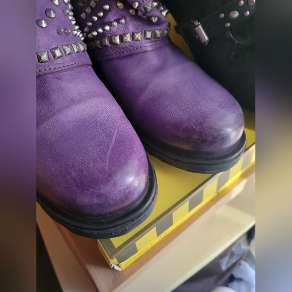 RARE A.S.98 Sabey Studded Leather Boots, Purple, Womens EU 40, US 9.5-10, EUC - Picture 4 of 4